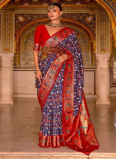 Blue Colour Patola Paithani Rewaa New Latest Designer Festive Wear Saree Collection 496 E